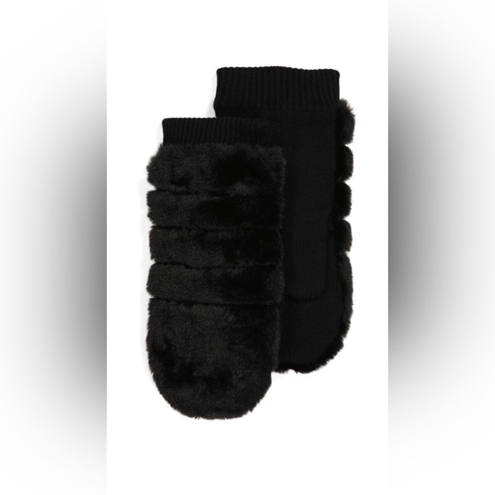 UGG Faux Fur Mittens Black L/XL  NWT